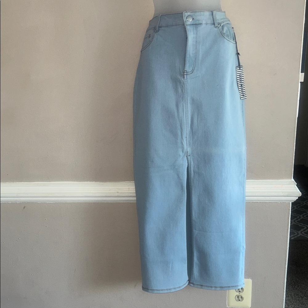 Haute Monde Sky Blue Denim Maxi Skirt